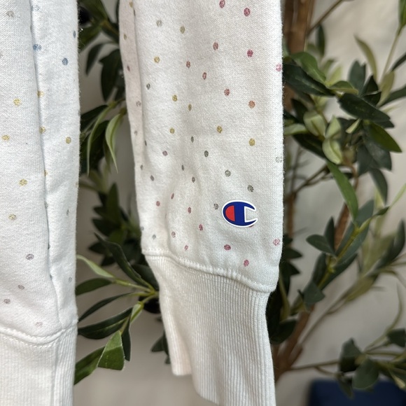 Champion hooded sweater white with pastel color dots glittery champion logo pink - Picture 3 of 5